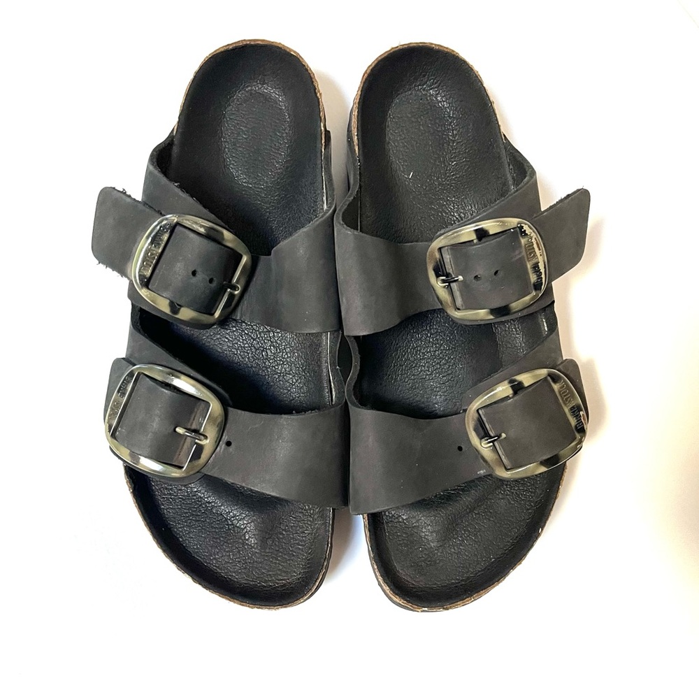 Birkenstock Black Sandals with Tortoise Buckles